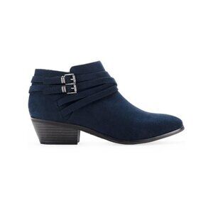 Style & Co Willoww Boots Womens Navy Micro Block Heel Ankle Bootie